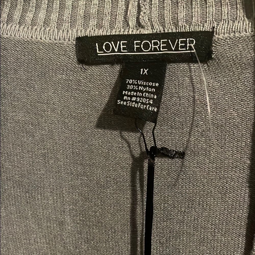 Love Forever Gray Ribbed Cardigan - Picture 2 of 6